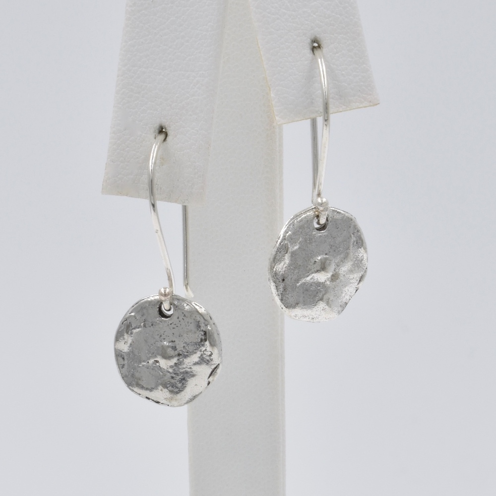 Silver Disc Dangle Earrings on Shepherds Hook
